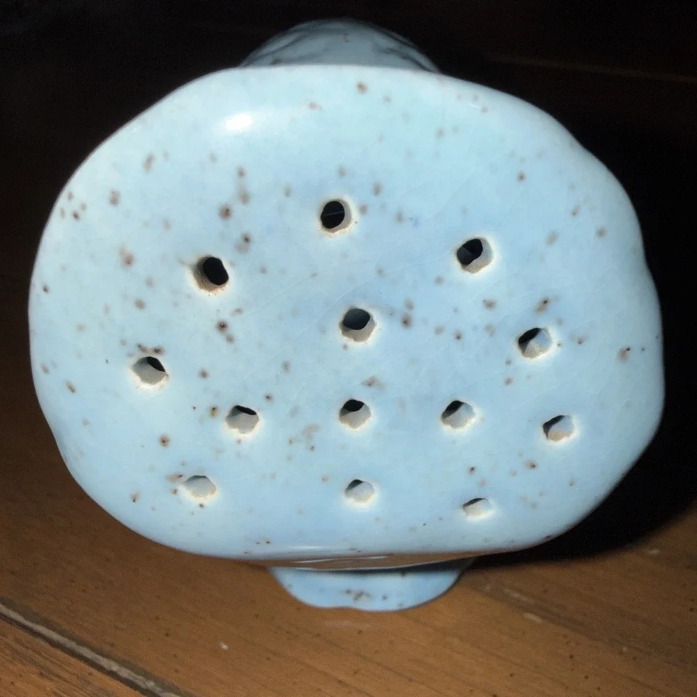 VTG Chicken Rooster Hen Potpourri Small Sachet Holder Hand Painted Farm‎ Blue 6